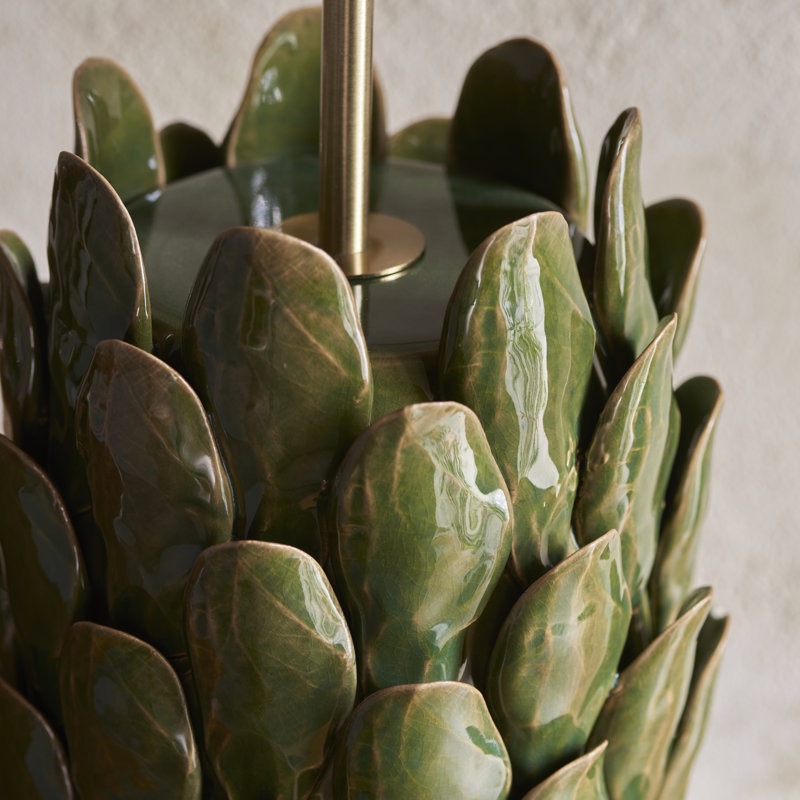Layered Leaf Table light Base finished in Dark Green Glaze