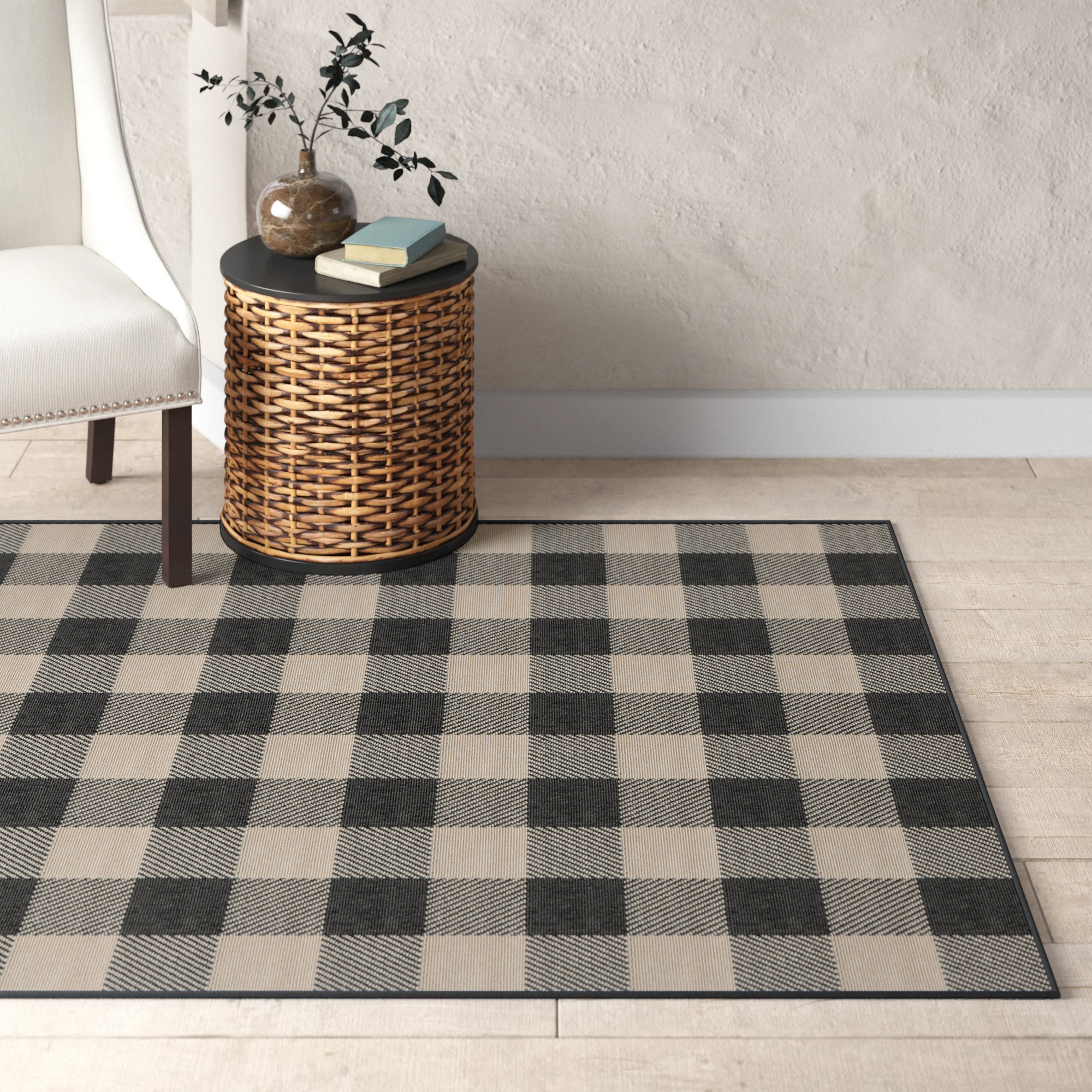 Adrienne Charcoal Indoor/Outdoor Rug, Rectangle 6'7" x 9'6"