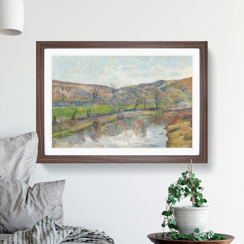 Brittany Landscape by Paul Gauguin - Picture Frame Painting, 48cm H x 65cm W x 2cm D, Walnut