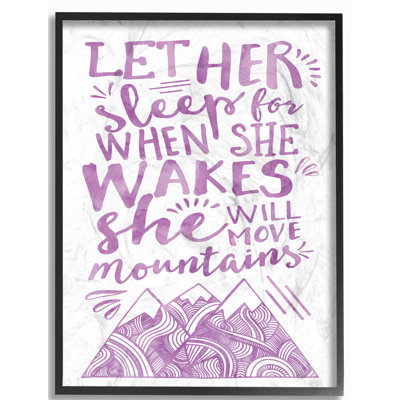 «Let Her Sleep Purple Mountains», reproduction d'art textuel sur papier encadré