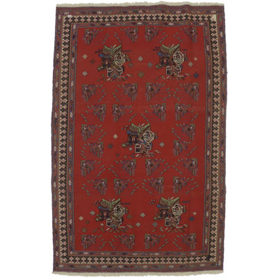 Tapis oriental tribal floral tissé à la main 4 pi 5 po x 7 pi Sumak