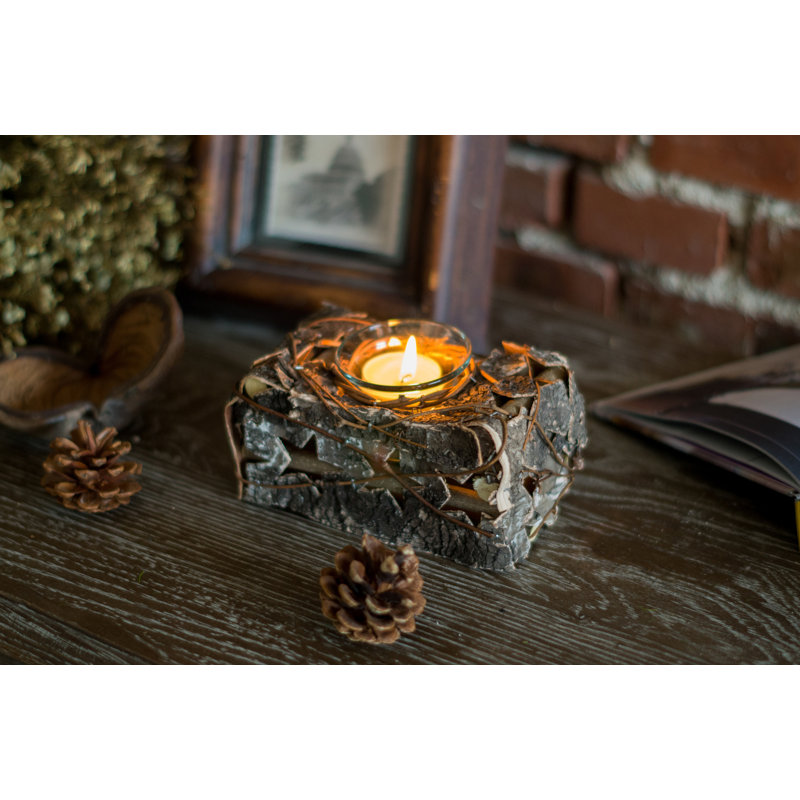Porte-photophore en bois fait main