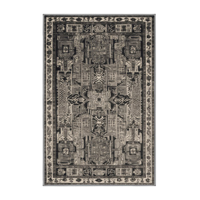 Machine Washable Art Deco Gray Area Rug