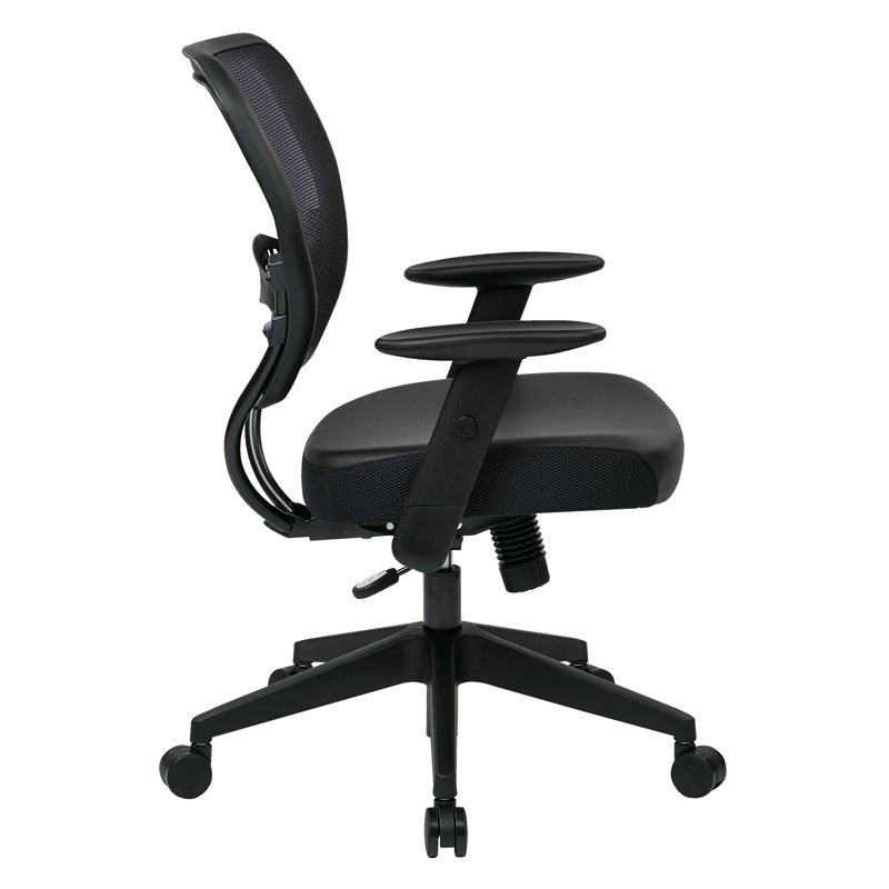 Executive Black Leather & Mesh Office Chair with Adjustable Arms