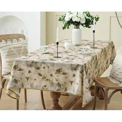 Sanjai Square Floral Polyester Blend Tablecloth