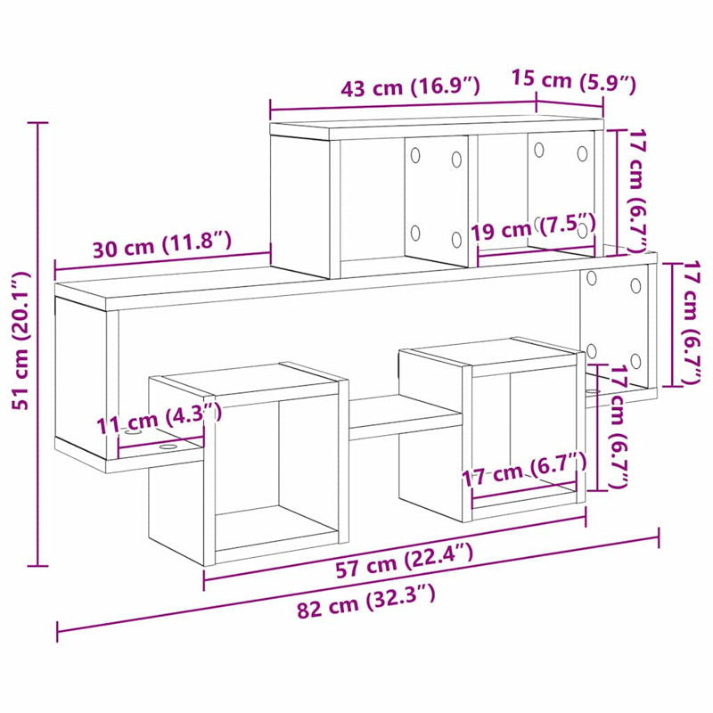 Wall Shelf With Shelf 82 X 15 X 51 Cm Engineered Wood, Artisan Oak