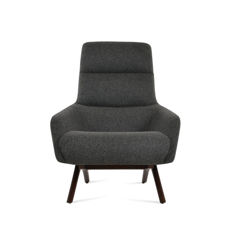Fauteuil en bois BRC, Laine gris foncé