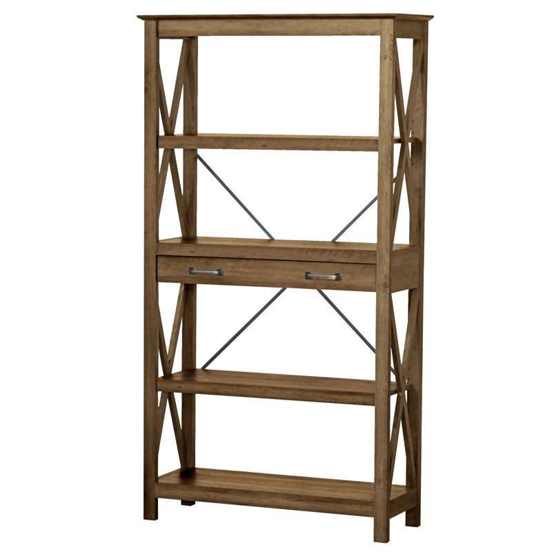 Coble Etagere Storage Bookcase, Rustic Oak