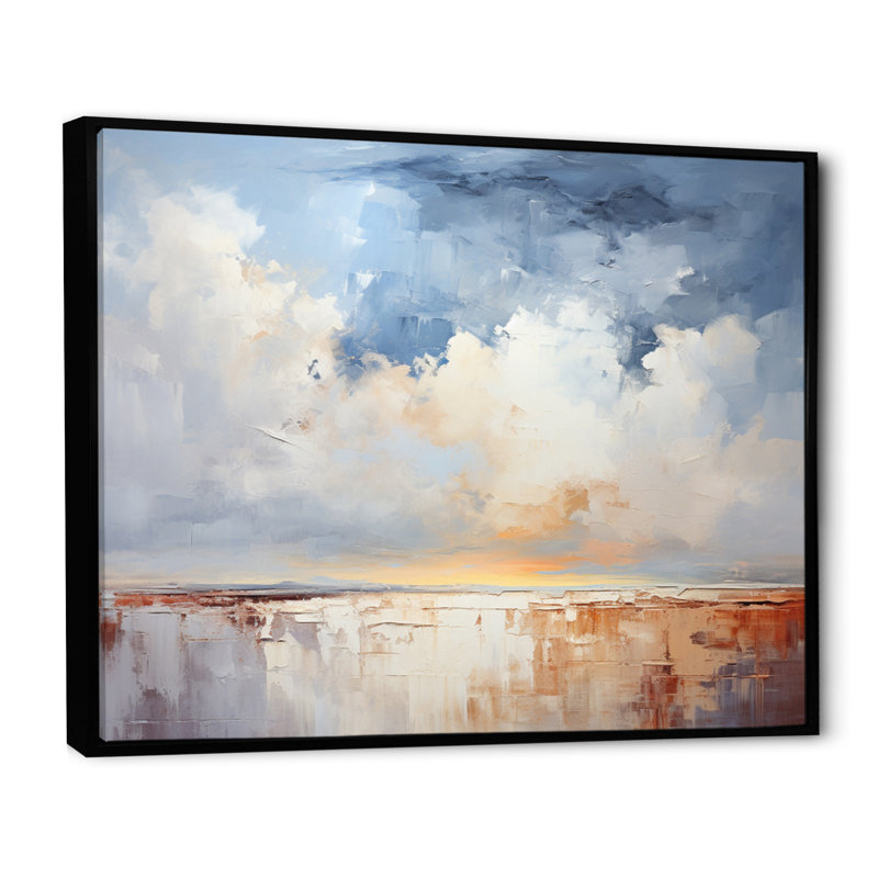 «Clouds Landscape Canopy Collage I», art mural nuages, H 30 po x l 40 po x P 1,5 po, Cadre flottant noir