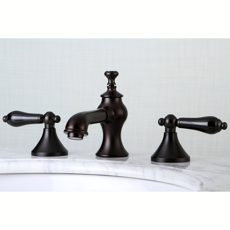 Kingston Brass Duchess Two-Handle 3-Hole Deck Mount Widespread Bathroom Faucet with Brass Pop-Up Drain, Oil Rubbed Bronze
