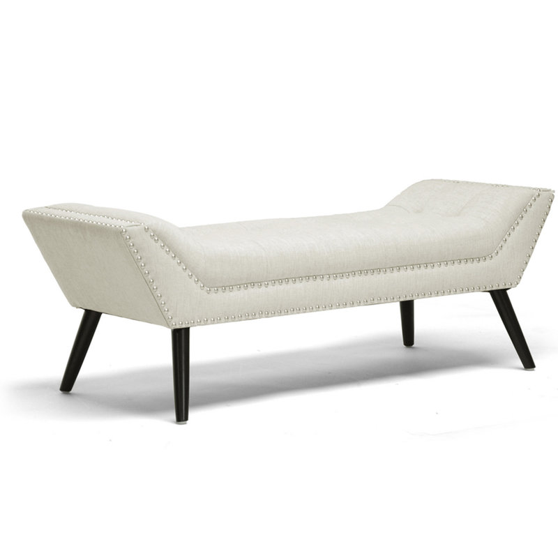 Banc en faux cuir Shanklin, Beige, H 17,75 po x l 47 po x P 19 po