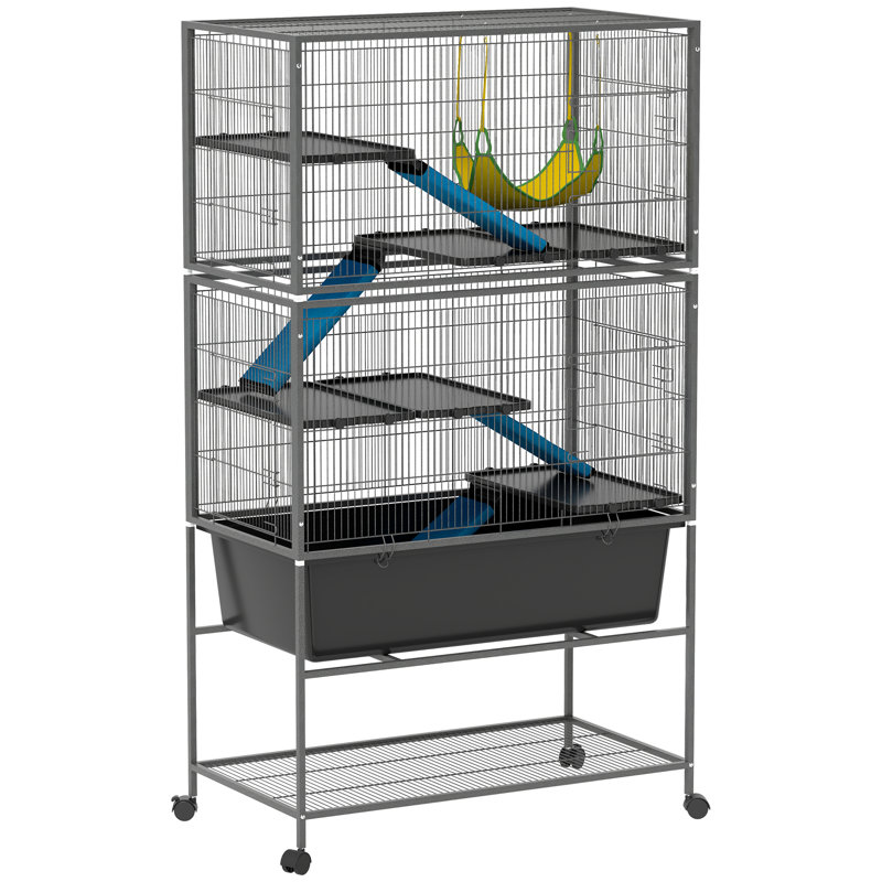 5 Levels Rolling Small Animal Cage with Non Slip Cloth Covered Ramps
