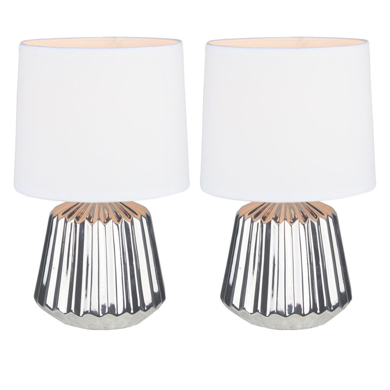 Rhoads Ceramic Table Lamp, Chrome, White