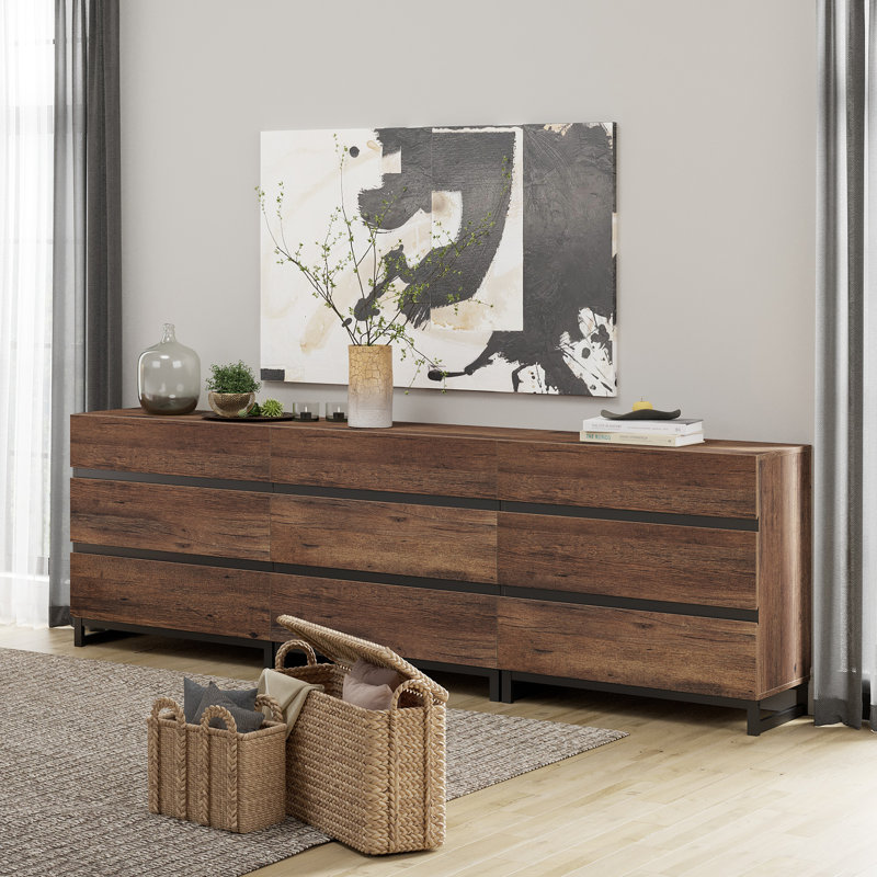 Aadam 9 Drawers Dresser, Dark Walnut