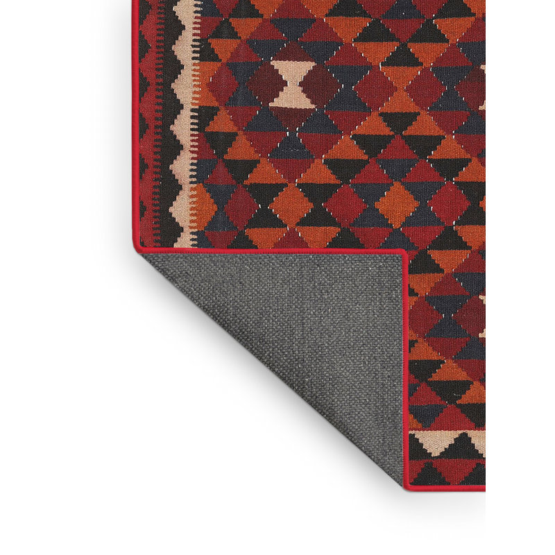 Tapis de zone rouge/noir contemporaine Palatino, Rectangle de 5 pi x 8 pi
