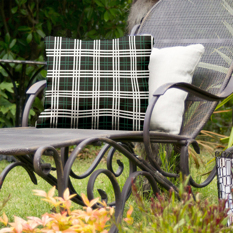 Housse de coussin carré et insert, 20 po X 20 po, Noir furtif / vert Gotham / blanc, Polyester / bourre de polyester