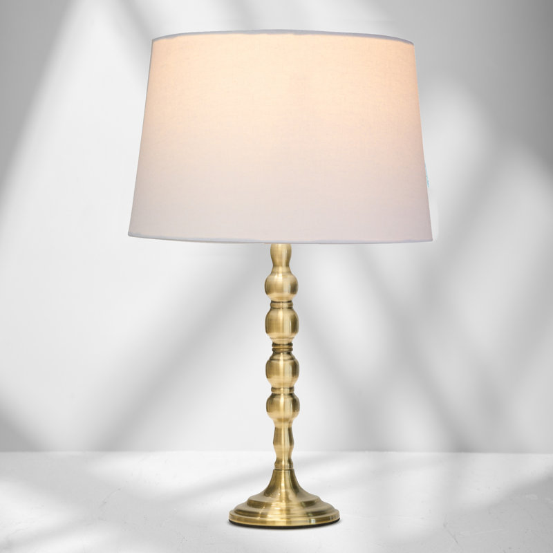 Waukena 50cm Table Lamp, Gold, 50cm H x 30cm W x 30cm D, Ivory