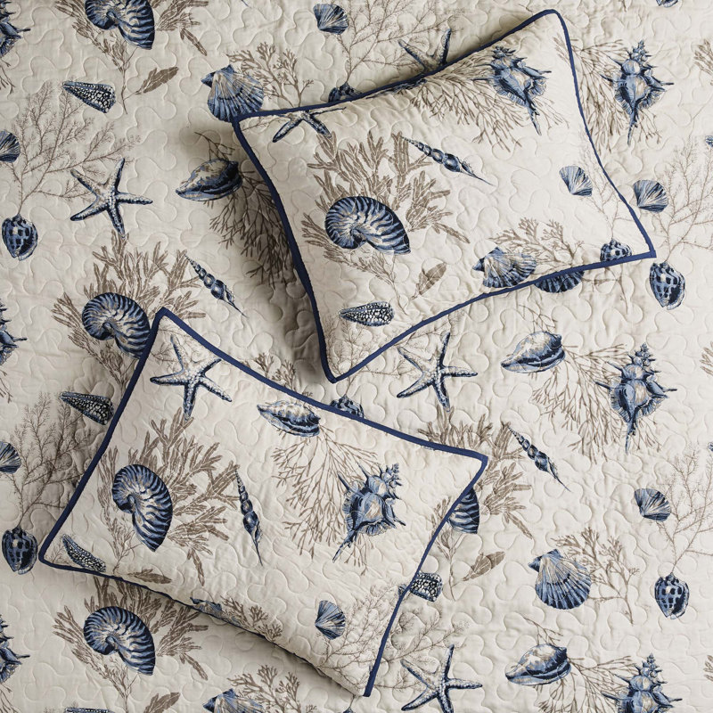 Ensemble de courtepointe en microfibre brossée avec coussins décoratifs bleu