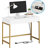 47.2" W White & Gold Computer Desk with USB Porting, 2 Drawers - Home Office & Bedroom-1823698416-1825336944