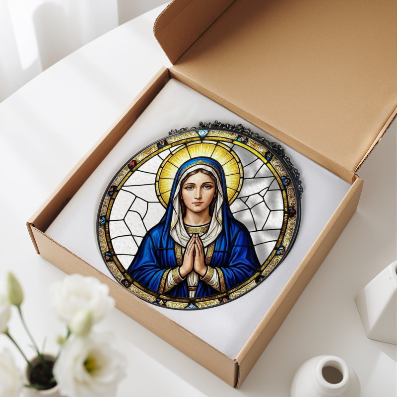 Vitrail de fenêtre en verre coloré Icon, H 7,8 po
