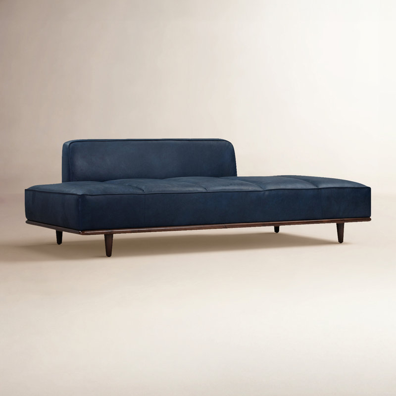 Jasper Full-Grain Genuine Italian Leather Daybed, Midnight Blue Genuine Leather