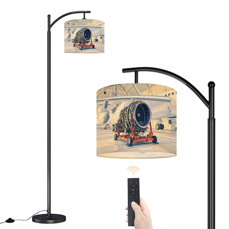 Lampe sur pied à arc avec abat-jour réglable, fabrication de hangar pour avion, fabrication de hangar pour avion, lampe sur pied à 3 températures de couleur, gradateur haut, avec interrupteur au pied pour la chambre à coucher