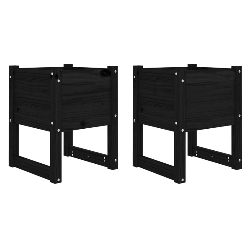 Wood Pot Planter, 52.5cm H x 40cm W x 40cm D, Black