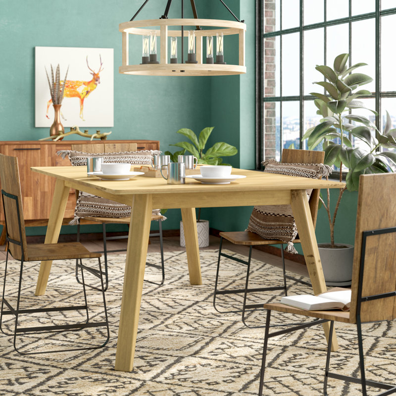 Leclair Extendable Maple Solid Wood Dining Table, Chestnut, 29" H x 36" W x 48" D - 66" L