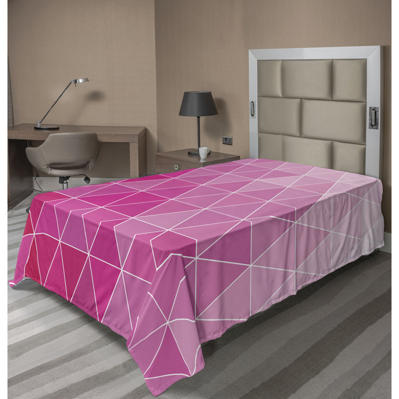 Drap plat moderne de style bohème Ambesonne, Fuchsia pâle / motif géométrique rose vif, Drap plat pour lit simple
