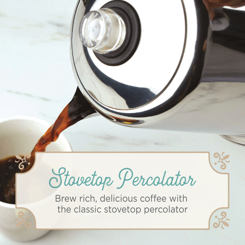 Farberware Classic Yosemite 8-Cup Stainless Steel Coffee Percolator for Stovetop