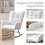 Fauteuil berçant à oreilles en tissu Teddy avec poche de rangement latérale, chaise berçante d'allaitement douce et confortable, base en bois massif robuste et sécuritaire, chaise d'appoint polyvalente pour chambre de bébé et salon, blanc.-133210600