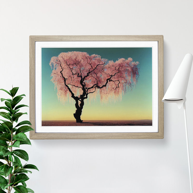Evocative Weeping Willow Tree - Framed Print, 46cm H x 64cm W x 2cm D, Oak