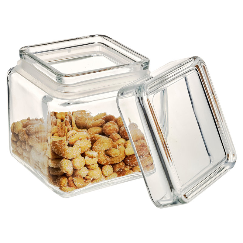Glass Jar - Set of 6, 12.5cm H x 11cm W x 11cm D