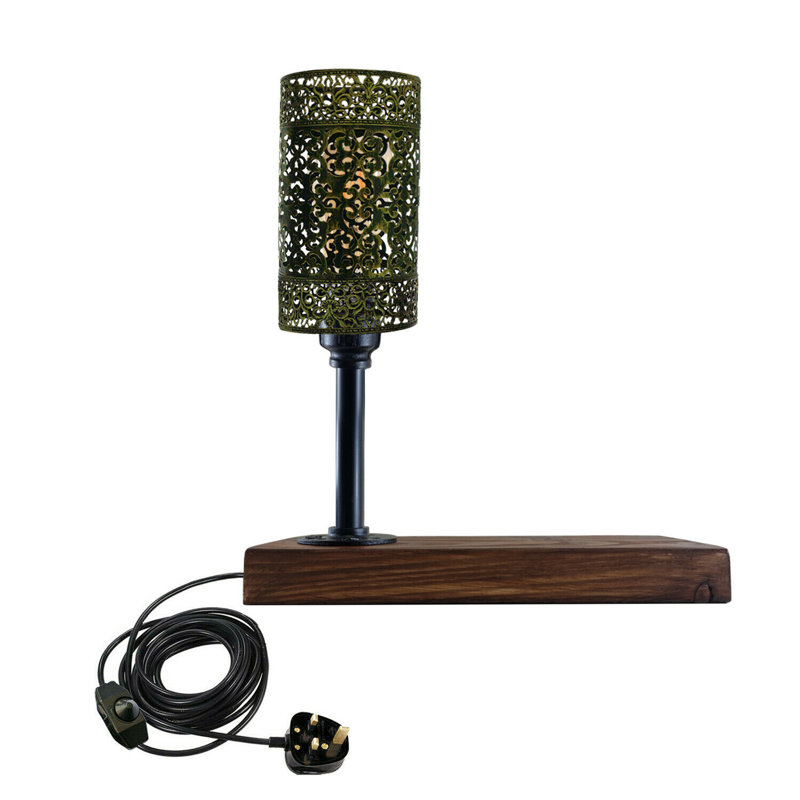 Eseli Wood Desk Lamp, Brushed Brass