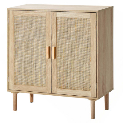 Rattan Cabinet, Rattan Storage Cabinet 31.5Inch With 2 Magnetic Doors And Adjustable Shelves, Sideboard Buffet Cabinet For Hallway, Entryway, Living Room, Or Kitchen