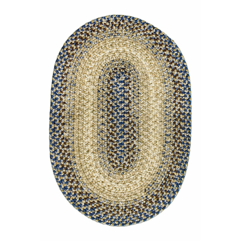 Tapis tressé bleu/beige Ameliore, Ovale 4 pi x 6 pi