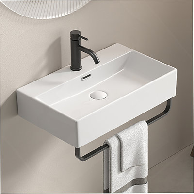 Vessel Sink, Small Vessel Sink With Towel Rack For Bathrooms