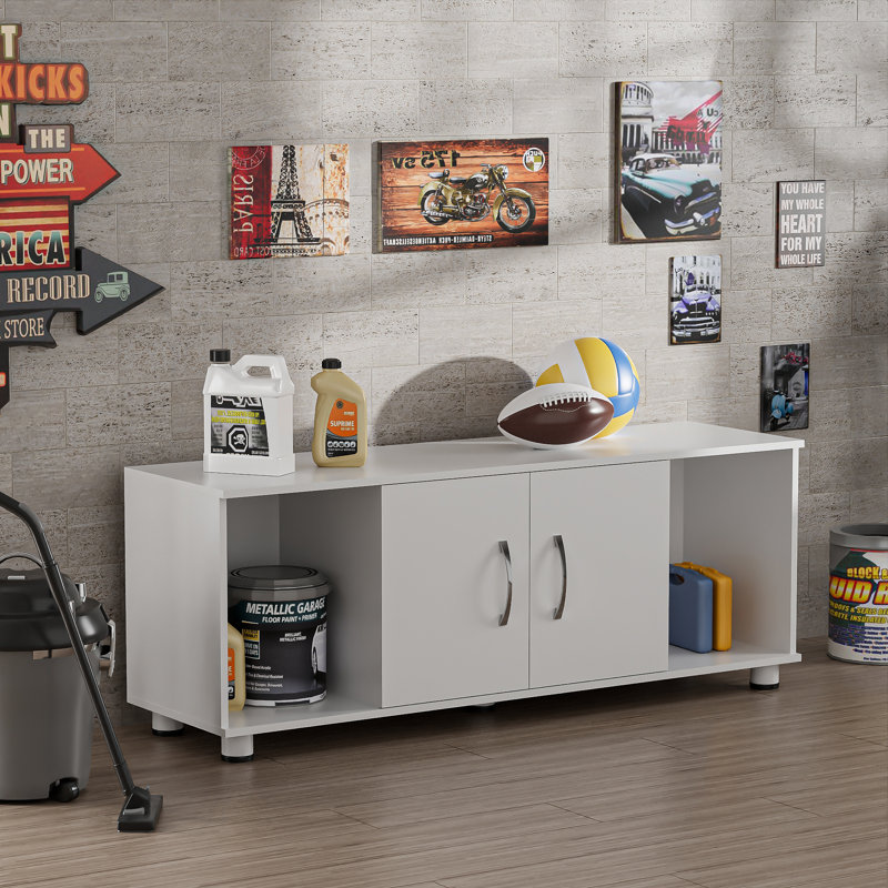 2-Door Storage Bench with Open Cubbies