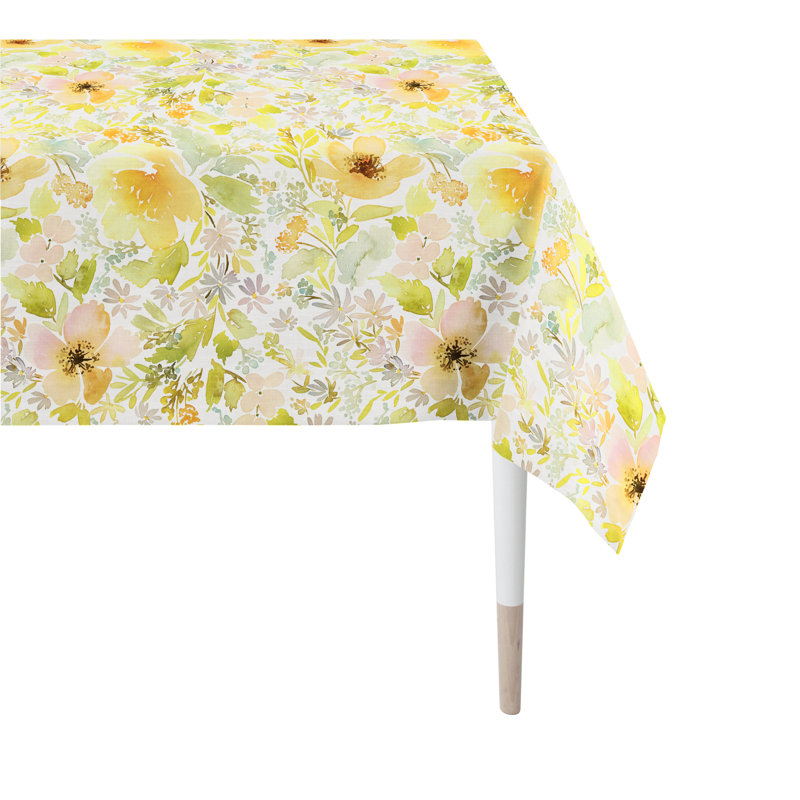 Bailynn Rectangular Floral Tablecloth, Yellow