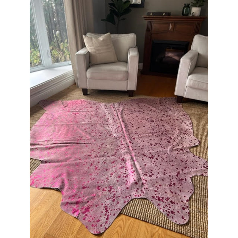 Handmade Pink Metallic Cowhide Rug