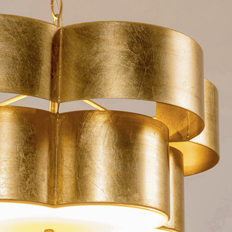 Lustre tambour moderne 5 lumières à 2 niveaux en or brossé 20 "