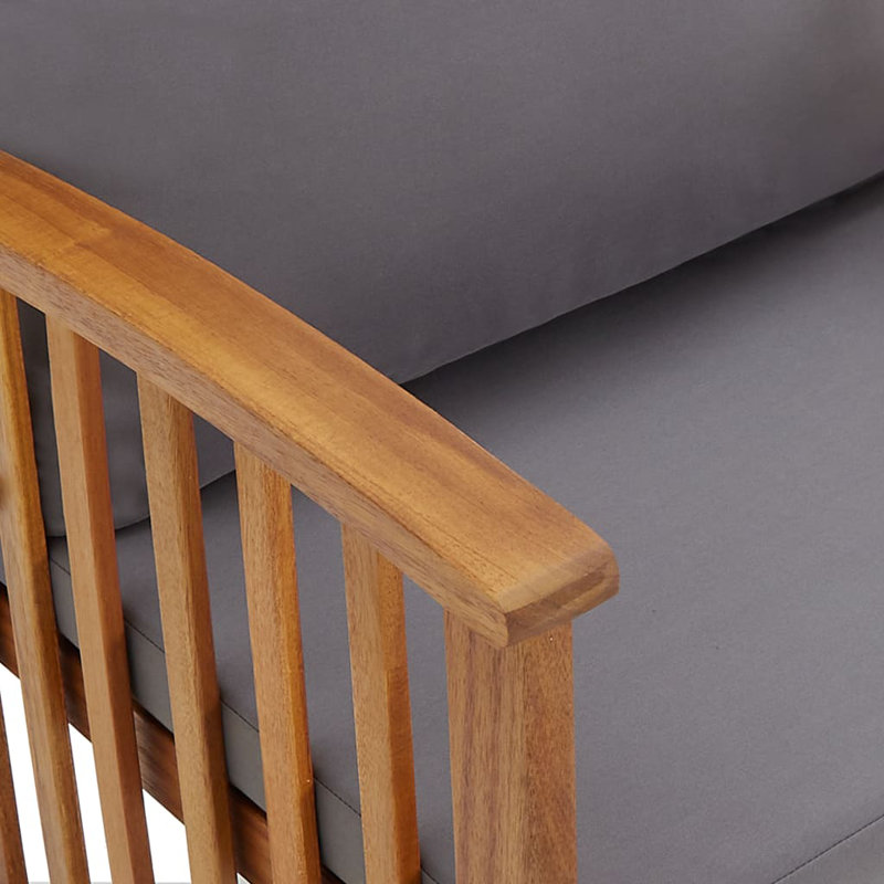 Chaise longue avec coussins 3 pièces Brikene, Gris, 2 x banc + table