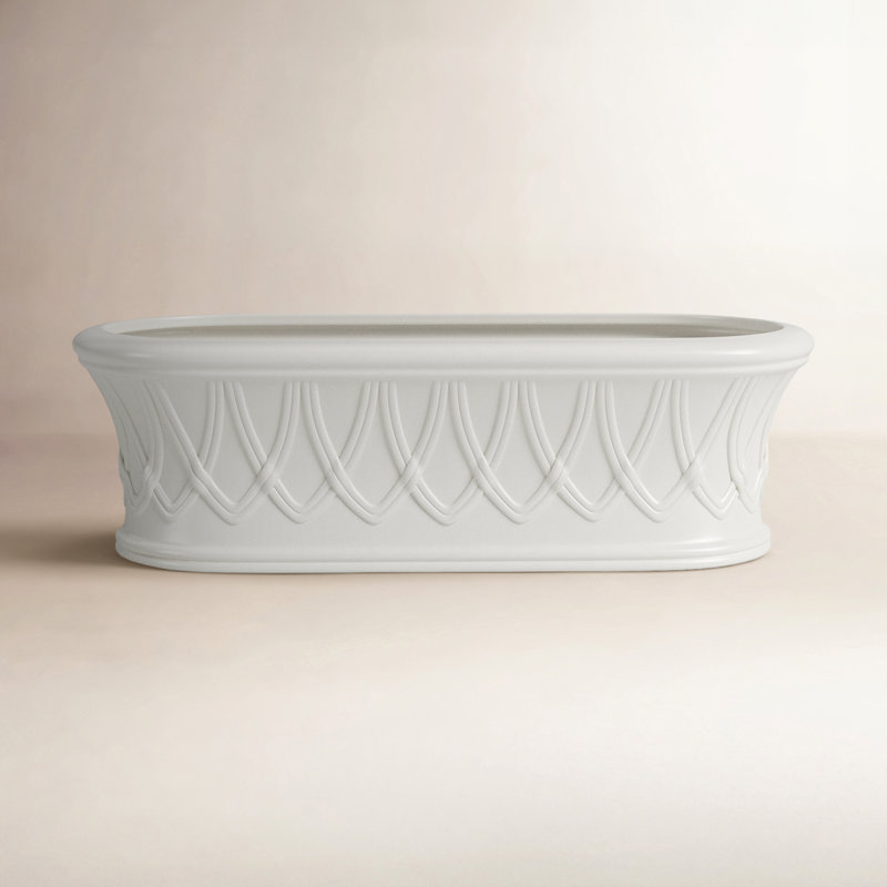White Classic Oblong Ceramic Cachepot