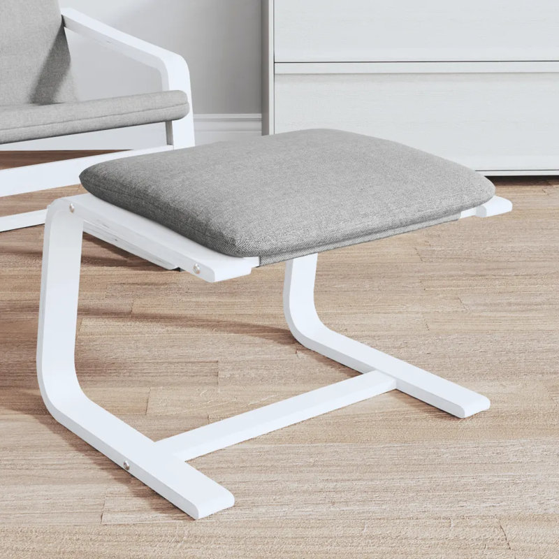 Repose-pieds rectangulaire de 20,1 po Nasire, Gris clair, Blanc