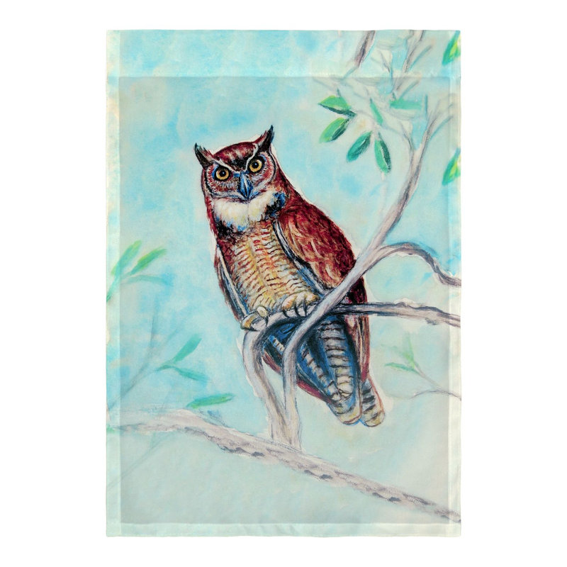 Drapeau de jardin en polyester 1 face hibou, H 18 po x l 12,5 po