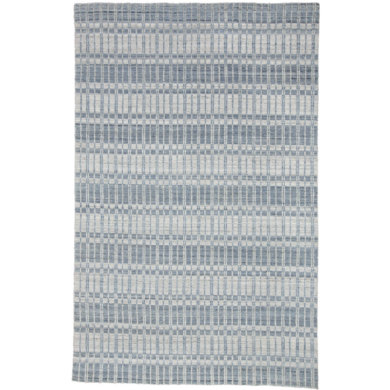 Tapis bleu denim tissé à la main Tommen, Rectangle de 10 pi x 14 pi