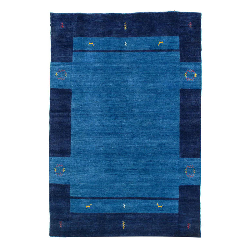 Navy blue Hand knotted Gabbeh 5'X 8'