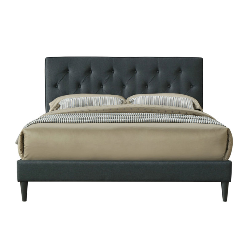 Grand lit dans une boîte compatible avec un tissu d'ameublement noir