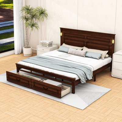 Platform Bed with LED Lights and USB Charging