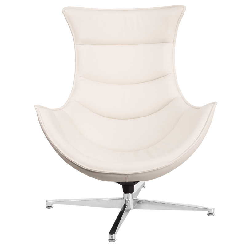 Fauteuil Cocoon Wyndham Home Office, Simili cuir blanc